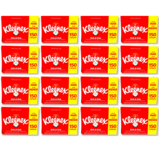 Kit C/16 Caixas De Lenço De Papel Kleenex C/ 150 Lenços Suave