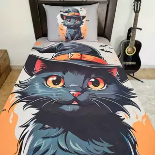 Lençol Gato Preto Dia Das Bruxas Halloween- Todos Tamanhos
