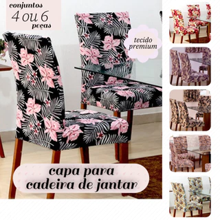 KIT Capa de Cadeira Floral 04 e 06 Lugares Cores