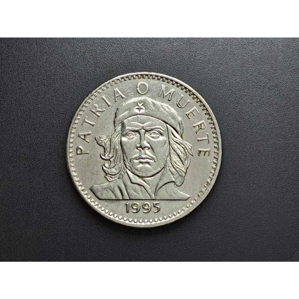 Moeda de Cuba, 3 pesos, 1995, MBC/Sob, aço/níquel, 26,5mm, traz o busto de Ernesto Che Guevara