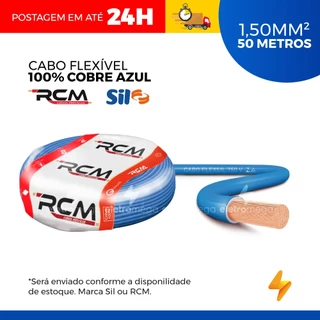 Cabo Flexivel 1,50 Mm² 50 Metros 100% Cobre Azul - Sil Ou Rcm