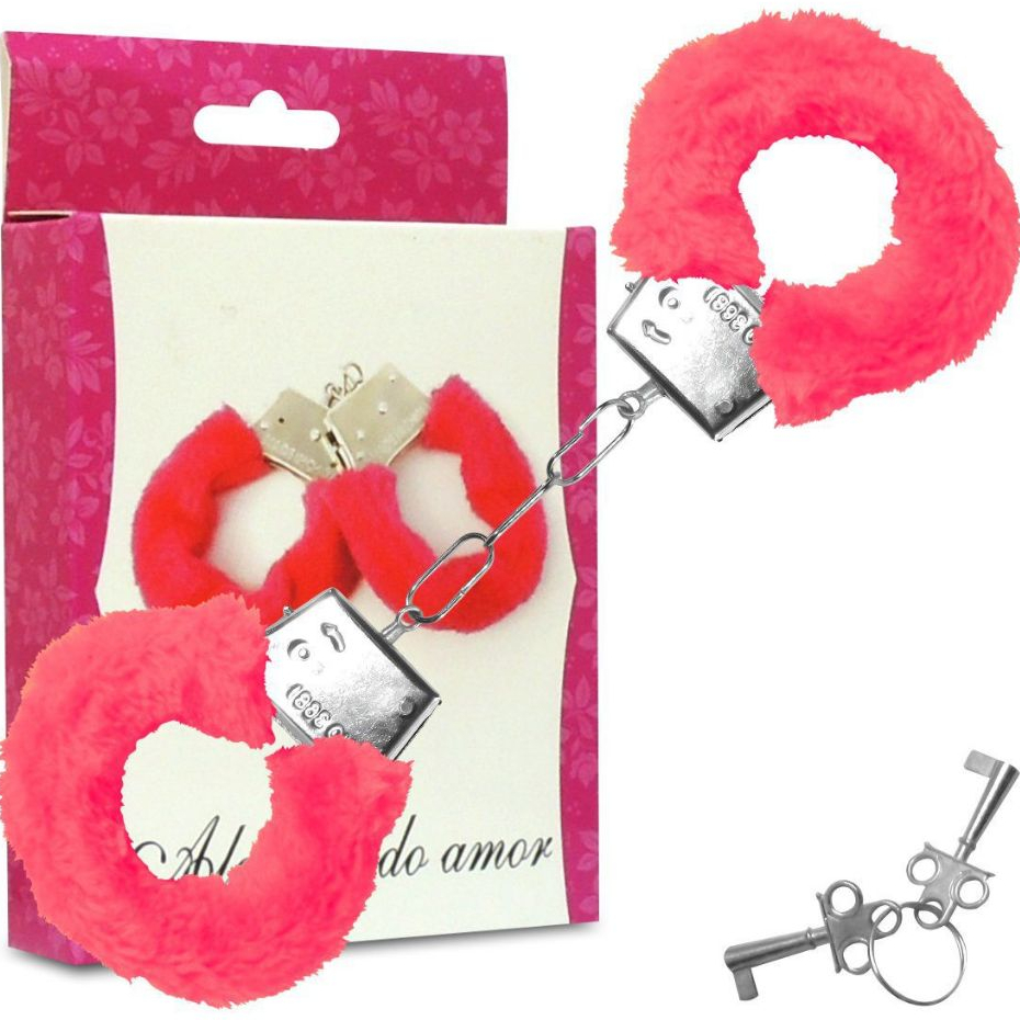 Algema Rosa de Metal com Pelúcia e Chaves | Shopee Brasil
