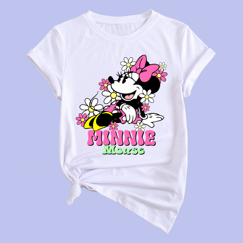 T-shirt Minnie Mouse Baby Look Feminino Cor Branca Shopee Brasil