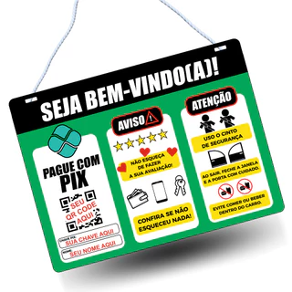 Placa Personalizada Para Uber 99 Táxi Com Qr Code 20x15cm Com Seus Dados
