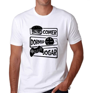 Camiseta Video game Gamer dormir comer jogar gaming relax retro pcgamer