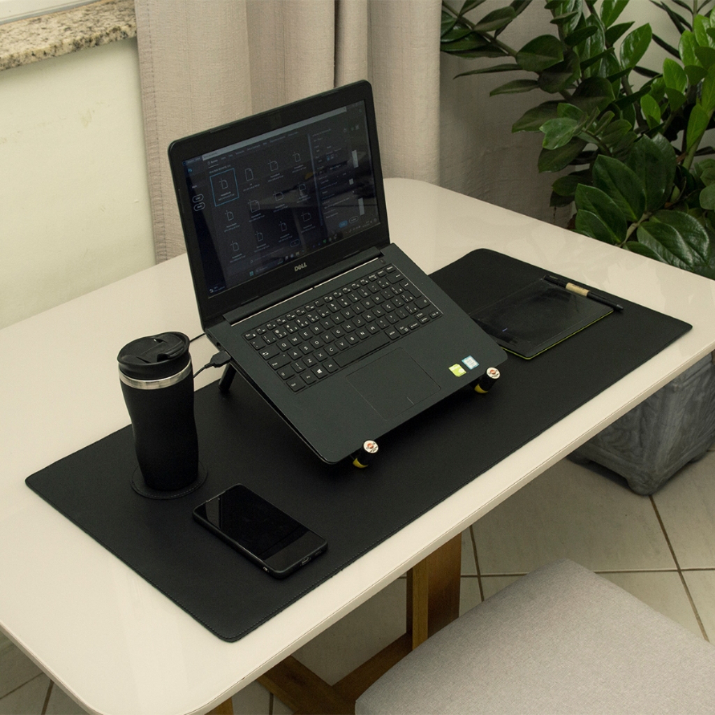 Mouse Pad Desk Pad Eddias Minimalista Mesa 90x40cm Em Couro Sintetico