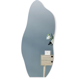 Espelho Orgânico Grande Decoração de Quarto, Modelo Flame 50x115cm Elegante Com Suporte de Parede
