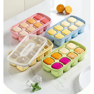 Forma De Gelo Silicone Com Tampa C/8 Divisorias DIY Cubo Molde Formato Quadrada