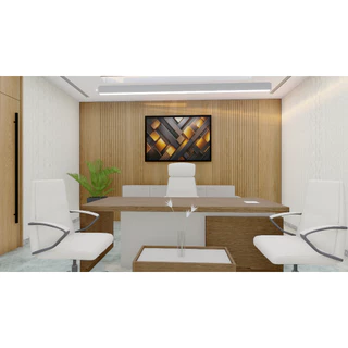 Quadro Decorativo Abstrato Dourado e Preto com Moldura Caixa Alta