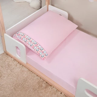 Lençol Cama Montessoriana 02 Peças Infantil 150x70cm Percal 200 Fios Fronha Ponto Palito -Linha 2024