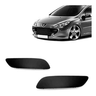 Par de Moldura Parachoque Dianteiro Peugeot 307 2006 A 2013 Preta P/Pintura