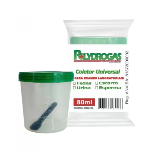 KIT 4 COLETOR UNIVERSAL ESTERIL PARA FEZES E URINA 80ML | Shopee Brasil