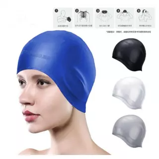 Touca de natação de silicone e microfribra para homens e mulheres mais espessante impermeável