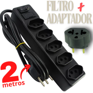 Filtro de linha 5 Tomadas Padrão Normatizado 2P+T 2 METROS