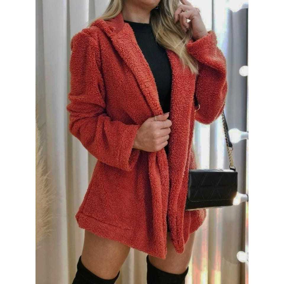 Casaco Teddy com Capuz/Com Bolsos