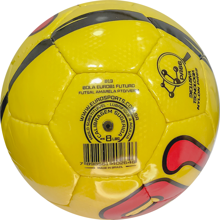 BOLA 813 EURO81 FUTSAL FUTURO MICROFIBRA COST. AMARELA/PTO