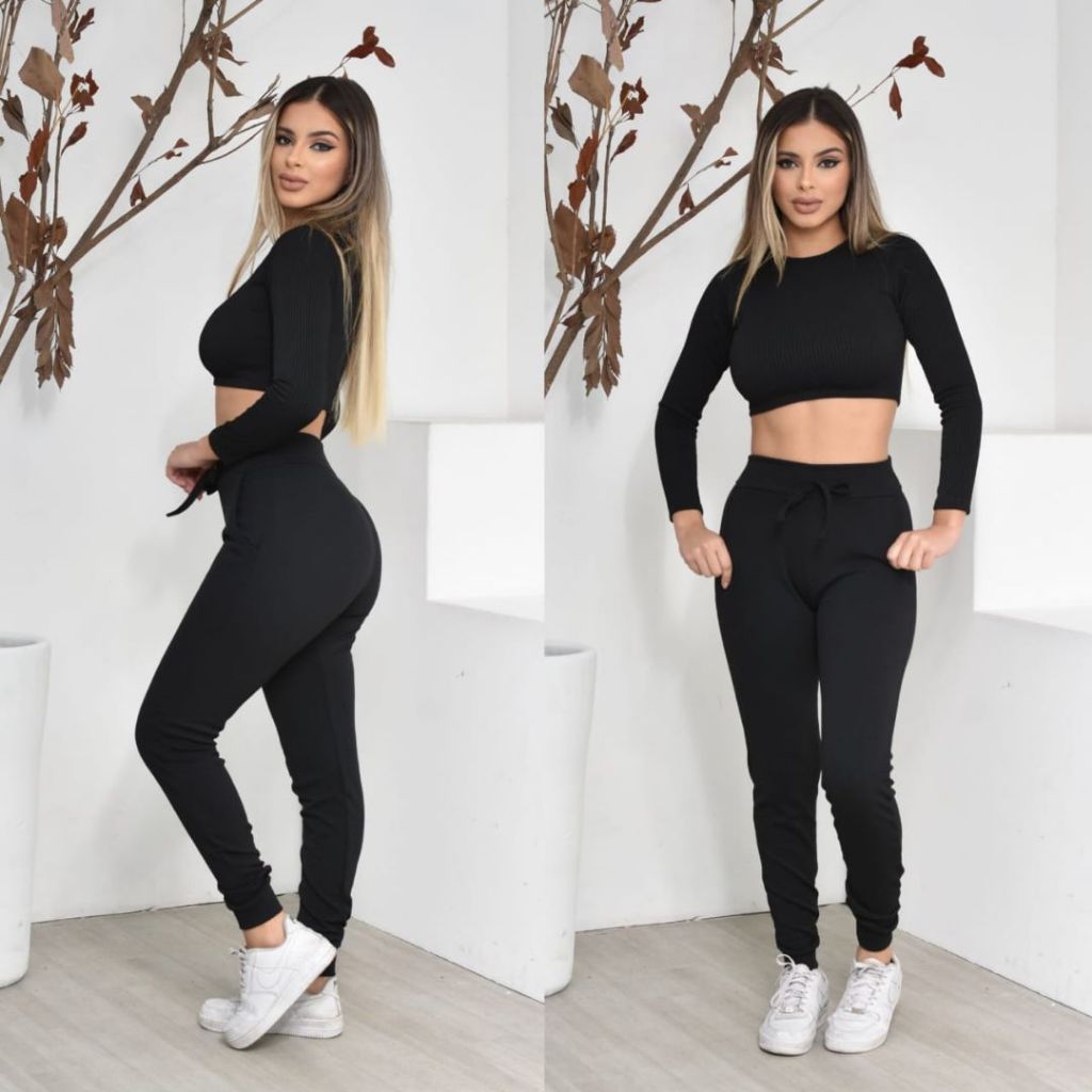 Calça jogger crepe feminina fashion