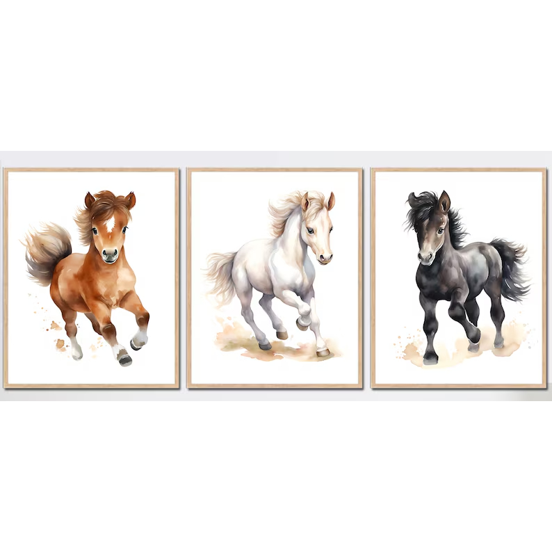 Quadro decorativo cavalo baby fofo quarto de menina, menino horse