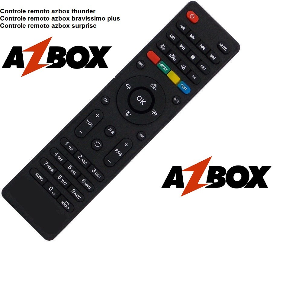 Controle Remoto para Receptor Azbox Surprise HD / Thunder / Bravissimo ...