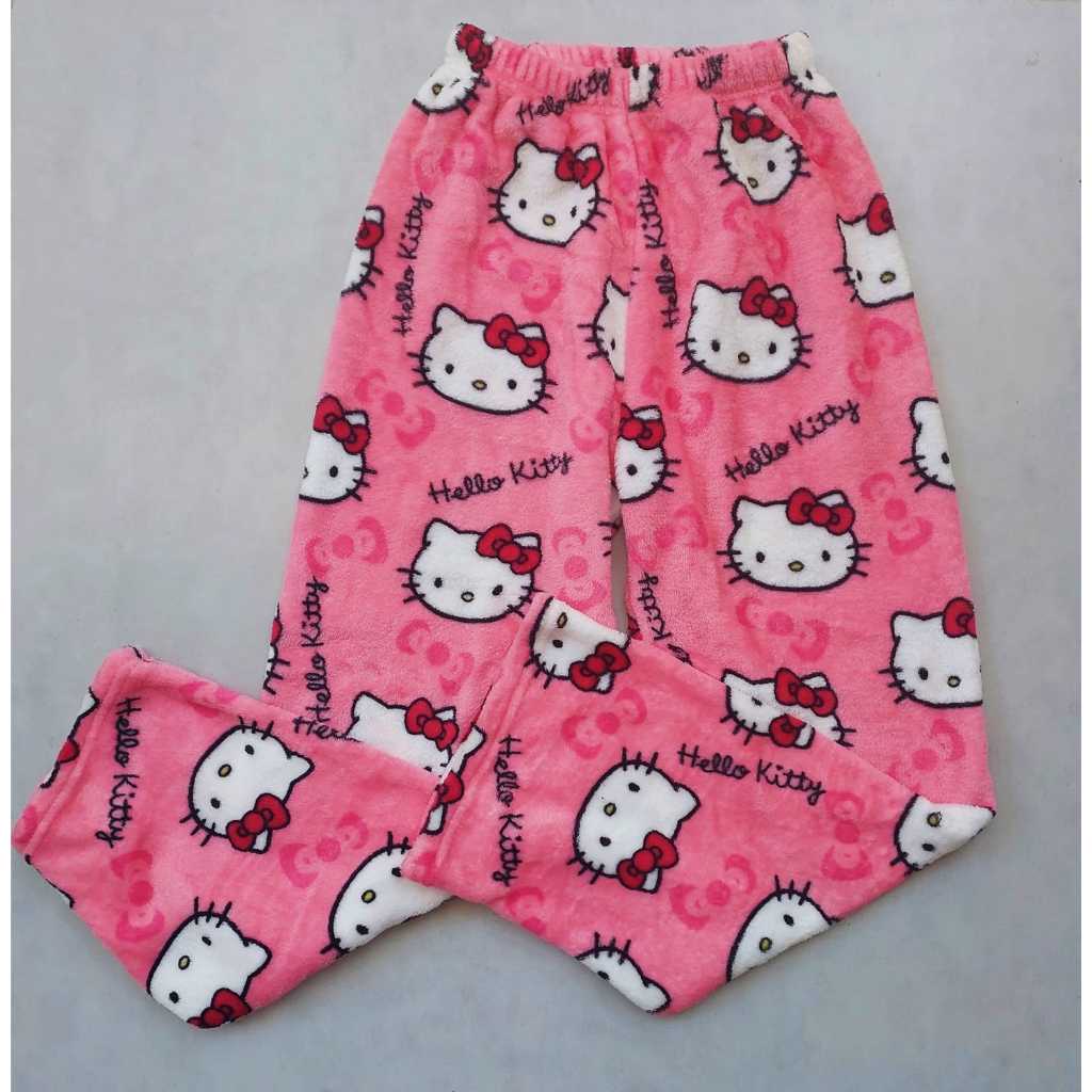 Calça Pijama Hello Kitty Peluciada Sanrio Pelúcia Kawaii Harajuku