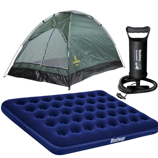 Barraca Camping 2 e 3 Lugares Com Colchão Casal + Bomba de Ar Para Acampamento Camping