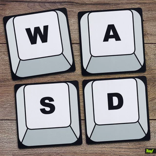 Jogo de Porta Copos PC Gamer Teclas WASD - 4 pecas - Cada porta copo
