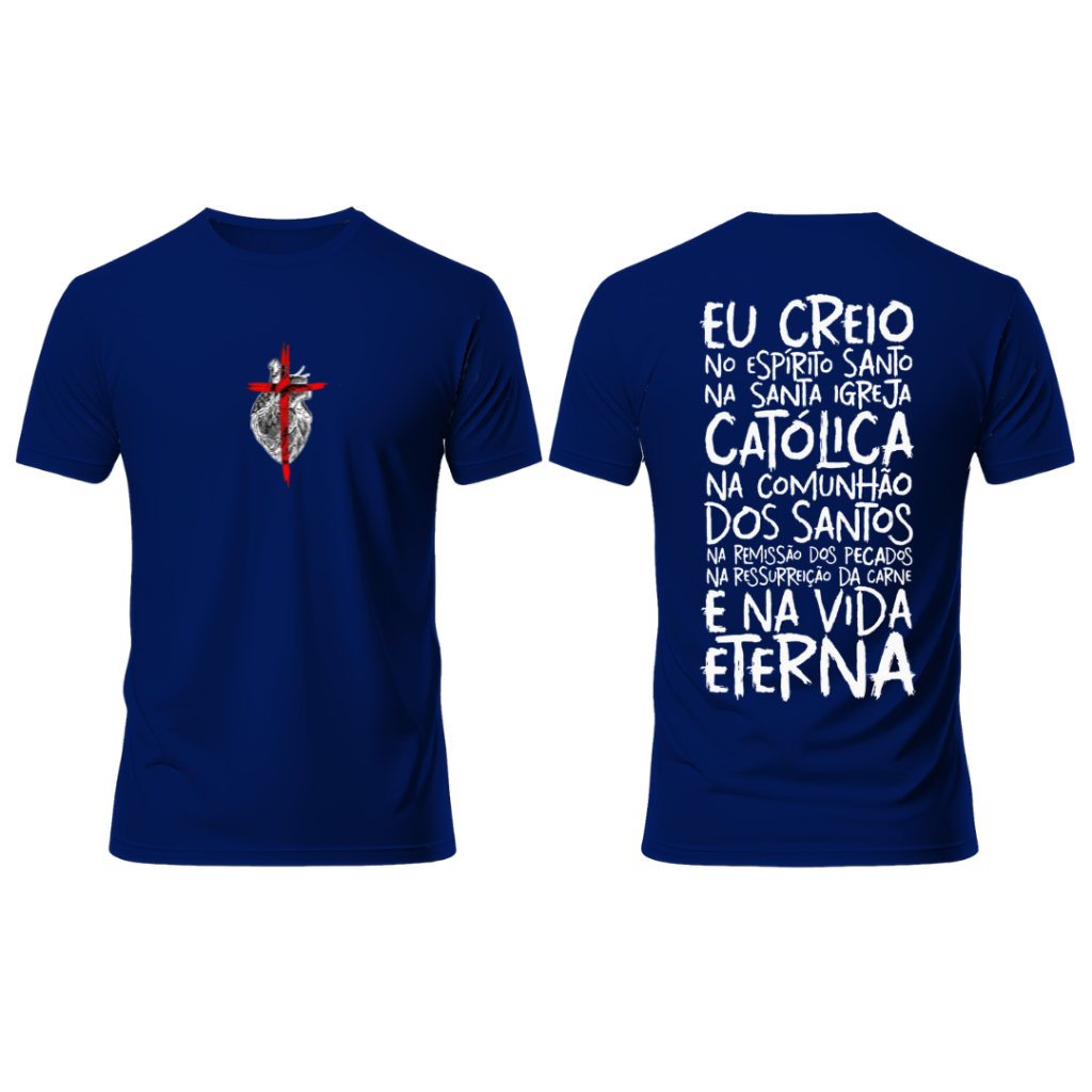 Camiseta camisa catolica estampada oração credo estampado costas ...