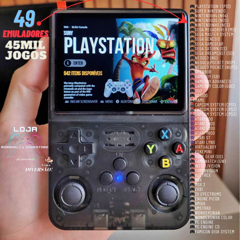 Videogame Portatil R36s 64/128GB com 49 Emuladores e 45.000 Jogos Console  Emulador de Consoles Antigos | Shopee Brasil