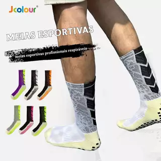 Kit 3 e 6 pares de tubos médios e longos Meias masculinas Esportivas De Futebol Antiderrapantes Respiráveis 40-46