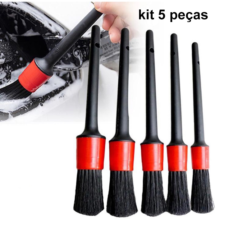 Pincel limpeza automotiva detalhamento kit 5 peças