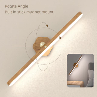 Luz De LED De Noite De Madeira Espelho Frontal De Preenchimento Parede Magnética USB-C Recarregável
