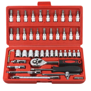 Kit De Ferramentas 46/40 Peças Jogo De Soquetes Chave Catraca Reversível Com Maleta Jogo De Ferramentas Completo