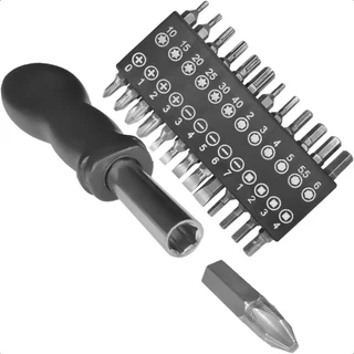 Kit Jogo de Ferramentas 27 em 1 Multiuso Chaves bits Fenda Philips Aleen Torx Quadradas