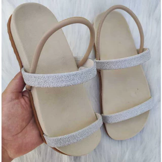 Sandalia Papete Birken Glitter Feminina Dois em Um Confortavel Brilho Rasteirinha