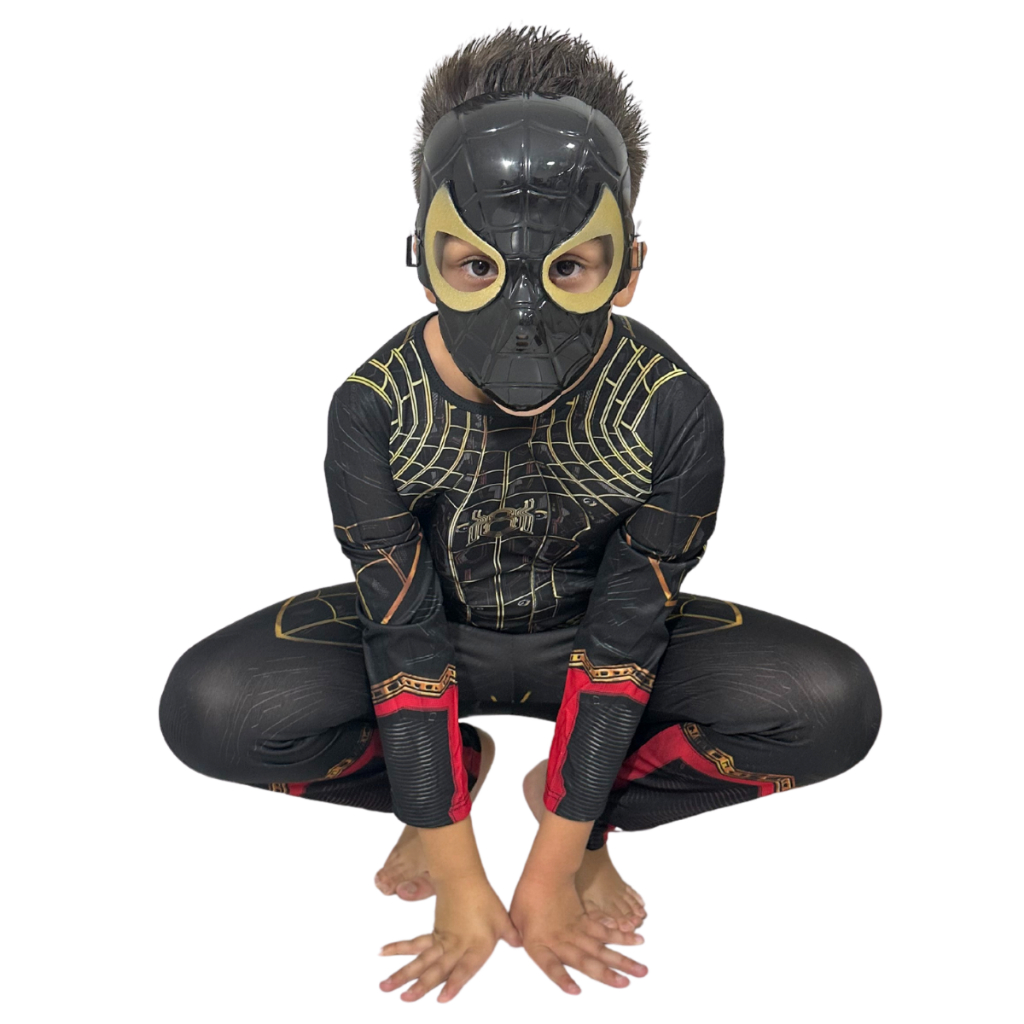 Fantasia do Homem Aranha Preto Roupa Infantil Longo Sem Volta Para Casa ...