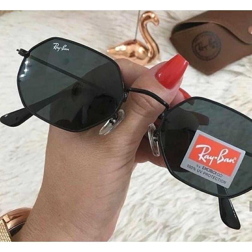 Óculos De Sol Ray-Ban Octagonal Rb 3556 Dourado ou Preto + Brinde