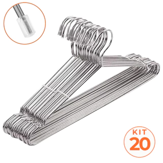 Kit 20 Cabide Adulto Metal Aço Cromado Tintureiro Cava Resistente Cabide Tintureiro Atacado Promoção
