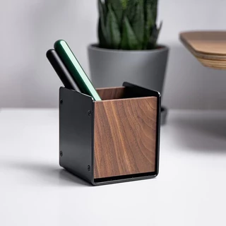 Porta Lapis Madeira e Metal Home Office
