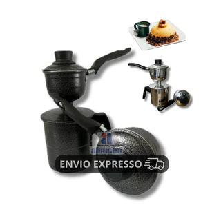 cuscuzeira pequena e grande 2 em 1 dupla preta e aluminio peitinho - cuscuzeiro a vapor peito de moça 2 peças preto e polido