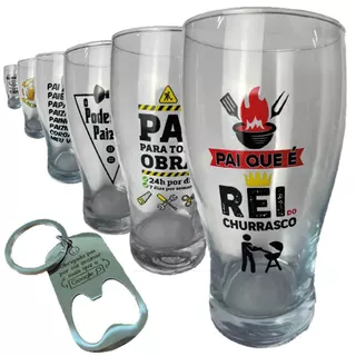 Copo De Vidro 580ml + Chaveiro Abridor Cerveja Personalizado Presente Especial Dia dos Pais
