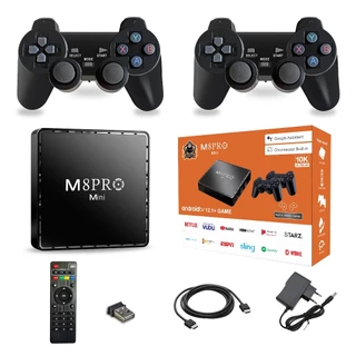 Retro Game Console M8 Pro Mini HD Game Box 64G Construído Em 10000 Jogos para PS1 SFC Sem Fio Gamepad Console para Android 12.1 TV Box