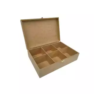 Caixa 30x20x8 Retangular Lisa com Divisoria e Dobradiça - MDF Cru