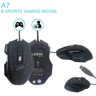 Mouse Gamer 7 Botões, 3200 DPI, Mecânico, Ergonômico, USB, RBG, A7 LEON GTS Preto