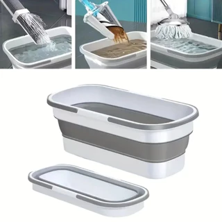 Balde Dobrável Retrátil Flexível Retangular 26L Silicone Multiuso Com 4 Rodinha