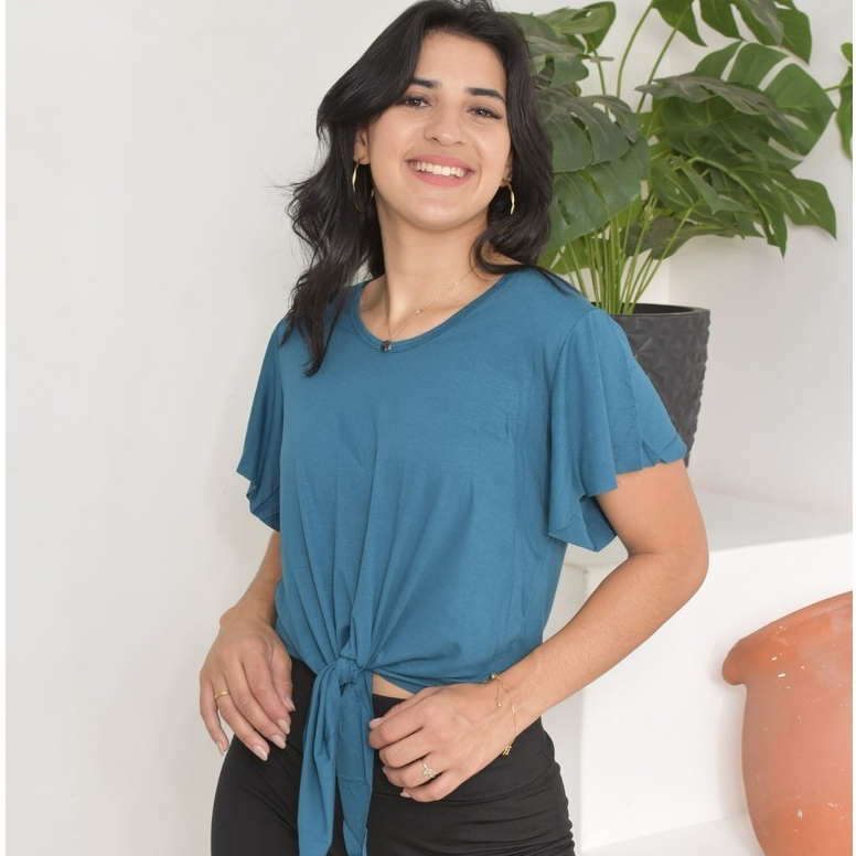 Blusa Feminina De Amarrar Na Frente Manga Flare Shopee Brasil