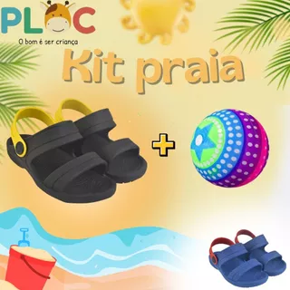 Kit Praia Ploc - Papete e Bola de Vinil cores alegres e vibrantes para atividade ao ar livre, praia ou presente menino em Oferta na Shopee