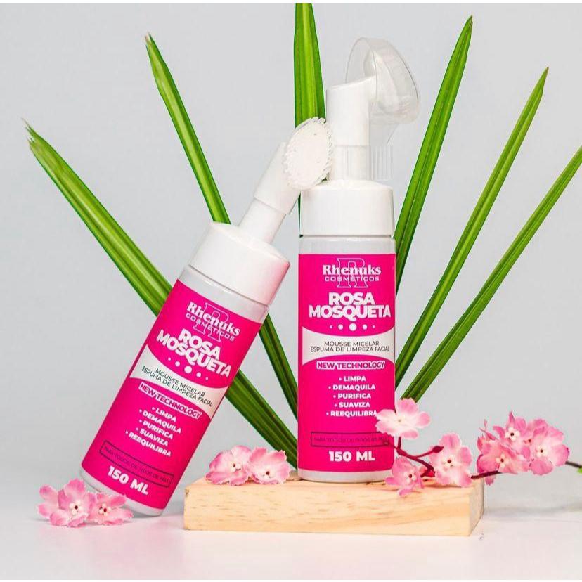 Kit Skincare Mousse Limpeza Facial Rosa Mosqueta+ Sérum Clareador+