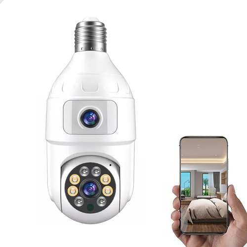 Câmera De Vigilância Wifi Giratória Tela Dupla Prova D'agua 360 graus Visão Noturna Colorida
