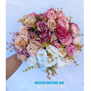 Buquê de Rosas Artificiais com 10 flor P/ Decoração Casamento, Arranjos, Decorar Festas e casa(Quantidades com Desconto)