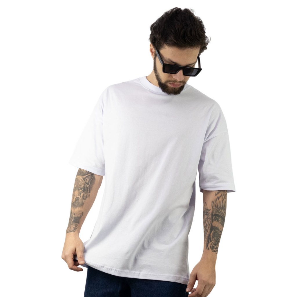Camiseta Oversized Masculina Premium 100% Algodão Gola Grossa 2x1 ...